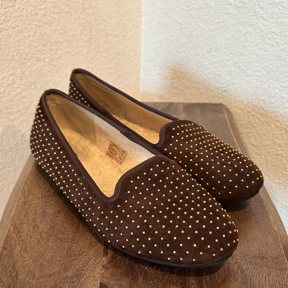 UGG Alloway Size 6 Studded Brown Loafers Shoes Slip On Flats 9.5